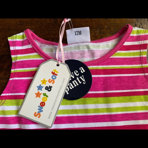 Brand New Multi Coloured Striped Dress Size 12 months - Picture 2 of 8